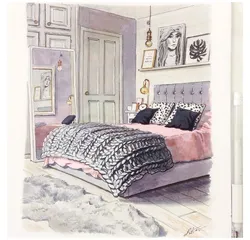 Bedroom photo interior drawing