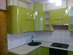 Photo of a green kitchen in Khrushchev