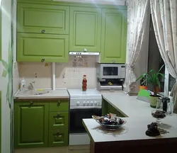 Photo of a green kitchen in Khrushchev