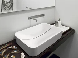 Overhead sinks in the bathroom interior photo