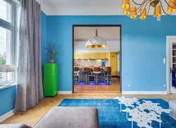 Bedroom interior yellow blue