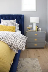 Bedroom interior yellow blue