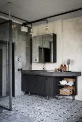 Concrete bathroom interior