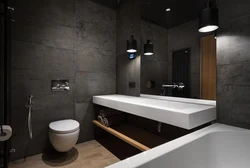Concrete bathroom interior