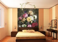 Bedroom Design With Flower On The Wall