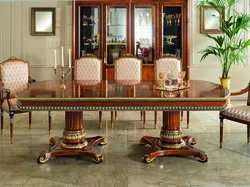Large dining table in the living room photo