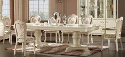 Large dining table in the living room photo