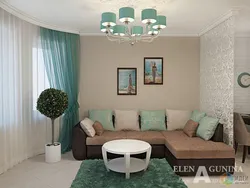 Qonaq otağı dizaynı bej firuzəyi