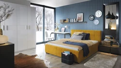 Yellow Bed In The Bedroom Interior Photo