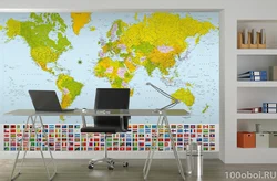 World Map In The Kitchen Photo