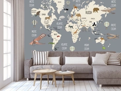 World map in the kitchen photo