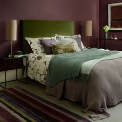 Green Bedspread In The Bedroom Interior