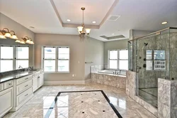 Marble floor in the interior of the kitchen living room