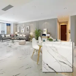 Marble floor in the interior of the kitchen living room
