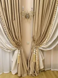 Golden curtains for the living room photo