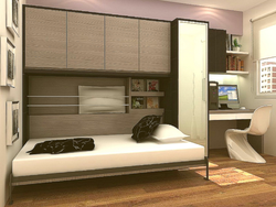 Bedroom design with transformable bed
