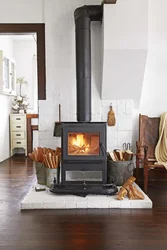 Cast iron fireplace in the living room interior