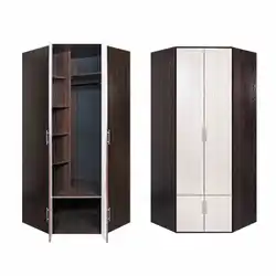 Small corner wardrobe in the bedroom for clothes photo