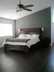 Bedroom interior with dark laminate