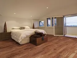 Bedroom interior with dark laminate