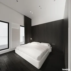 Bedroom interior with dark laminate