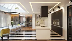 Light lines in the kitchen living room design