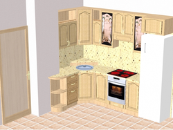 Kitchen design with a niche in the wall in the corner