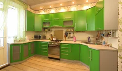 Corner kitchen light green photo