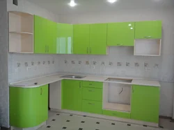 Corner kitchen light green photo