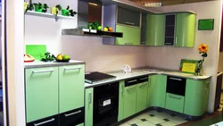 Corner kitchen light green photo