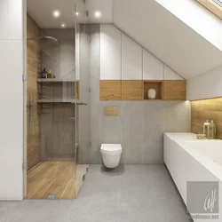 Bathroom with sloping ceiling photo