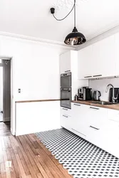 Mətbəx qonaq otağı döşəmə kafel və laminat şəkil
