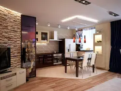 Tiles in the living room combined with kitchen design photo