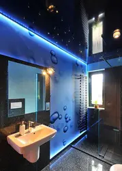 Жарықтандыруы бар ванна бөлмесінің төбесінің дизайны