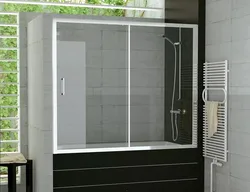 Sliding curtains for the bathroom photo