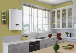 Kitchen interior with boiler and window