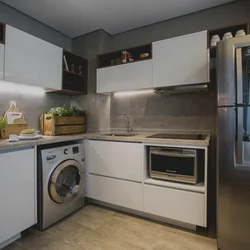 Kitchen photo design corner small with washing machine