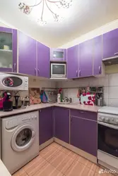 Mətbəx foto dizayn künc paltaryuyan maşın ilə kiçik