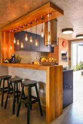 Wooden bar counters for the kitchen photo