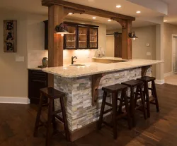 Wooden bar counters for the kitchen photo