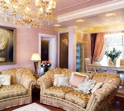 Photo of a living room in golden color