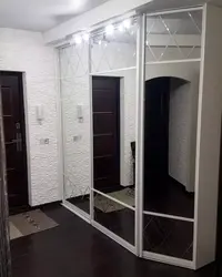 Built-in wardrobe in the hallway photo with mirrors