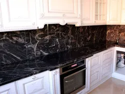 White Marquina marble in the kitchen interior