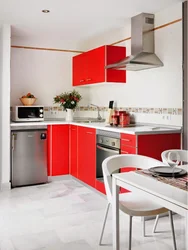 Red Small Kitchen Design Photo