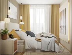 Curtains for a small bedroom in a modern style photo design