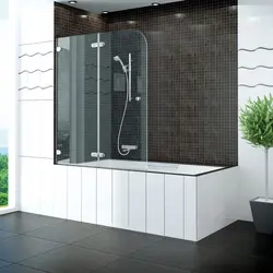 Glass curtains for bathtub photo in the interior