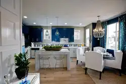 Mavi mətbəx qonaq otağı daxili
