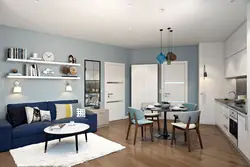 Blue Kitchen Living Room Interior