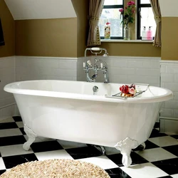 Bath design with cast iron tub