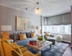Living room design in cool colors